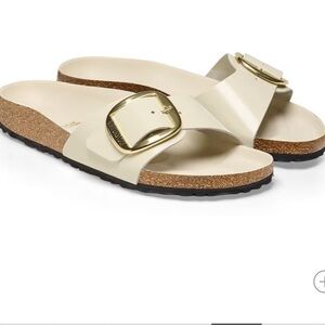 Birkenstock Madrid Big Buckle High Shine Ecru size 37 EUC
